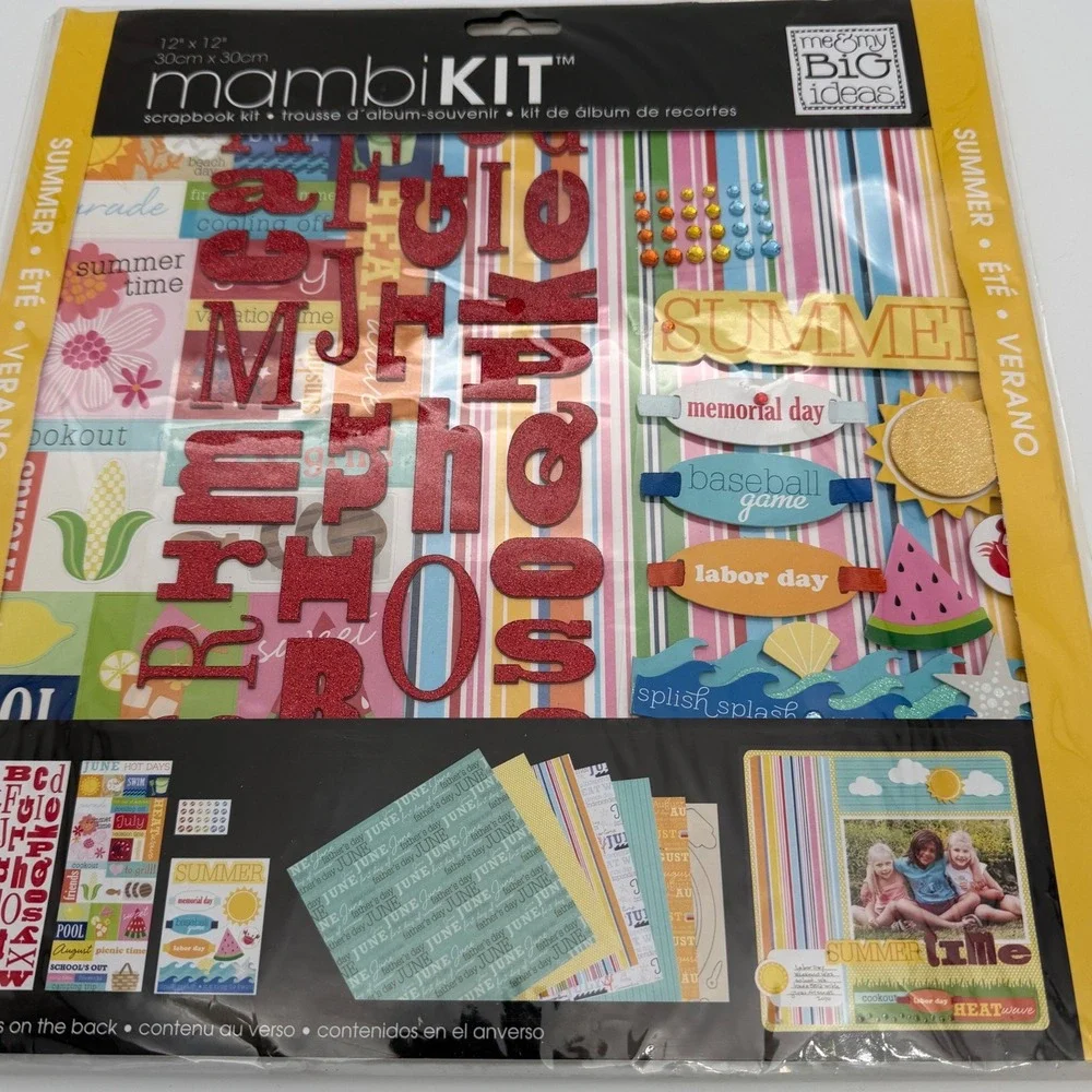 Me & My Big Ideas mambiKIT Summer Scrapbook Kit 12x12 Papers Stickers SRK-93 NEW